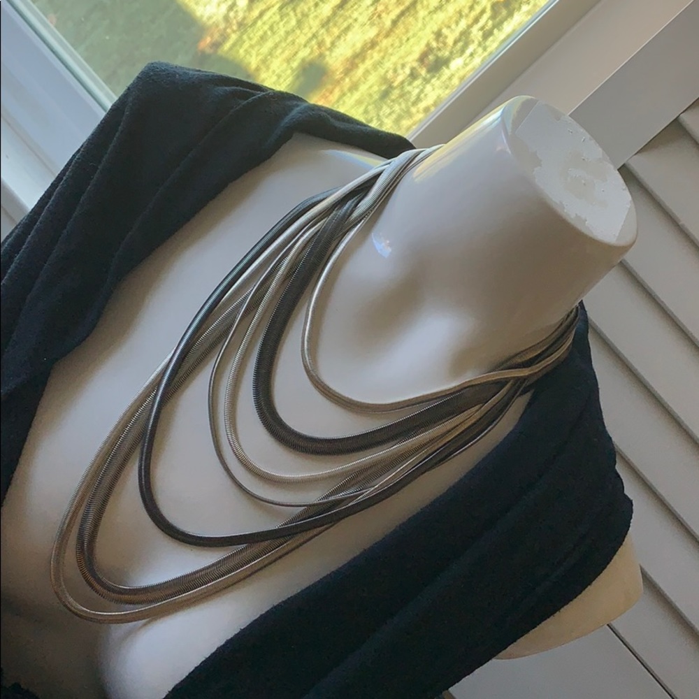 Multi strand silver/black necklace - never worn.